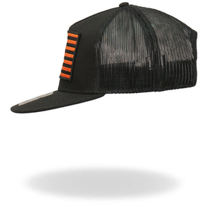 Orange American Flag Snapback Hat