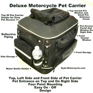 Moto-Pet Deluxe Full Feature Motorcycle Pet Carrier Mount on Rack Seat Sissy Bar