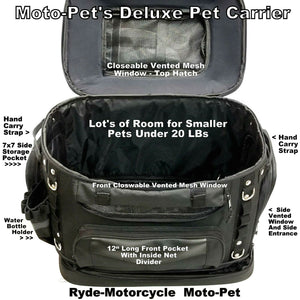 Moto-Pet Deluxe Full Feature Motorcycle Pet Carrier Mounts on Rack Seat Sissy Bar