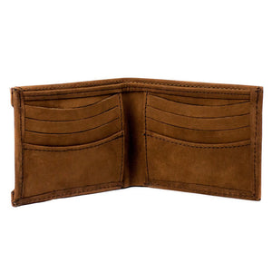 PU441 Brown Leather Billfold Wallet with Front Card Slot