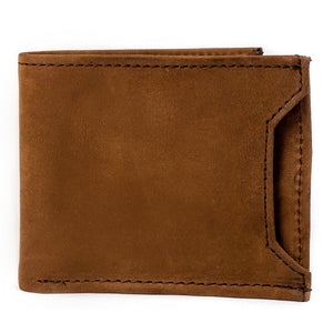 PU441 Brown Leather Billfold Wallet with Front Card Slot