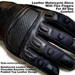 RM-56 Motorcycle Flex Finger Glove  Touch Screen EVA Padding - Sport Cruiser Touring
