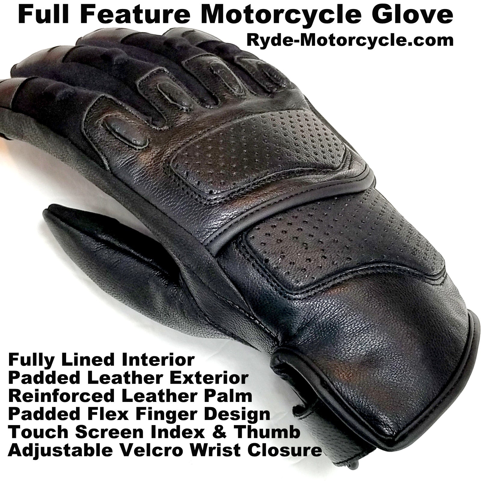RM-56 Motorcycle Flex Finger Glove  Touch Screen EVA Padding - Sport Cruiser Touring
