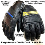 RM-56 Motorcycle Flex Finger Glove  Touch Screen EVA Padding - Sport Cruiser Touring