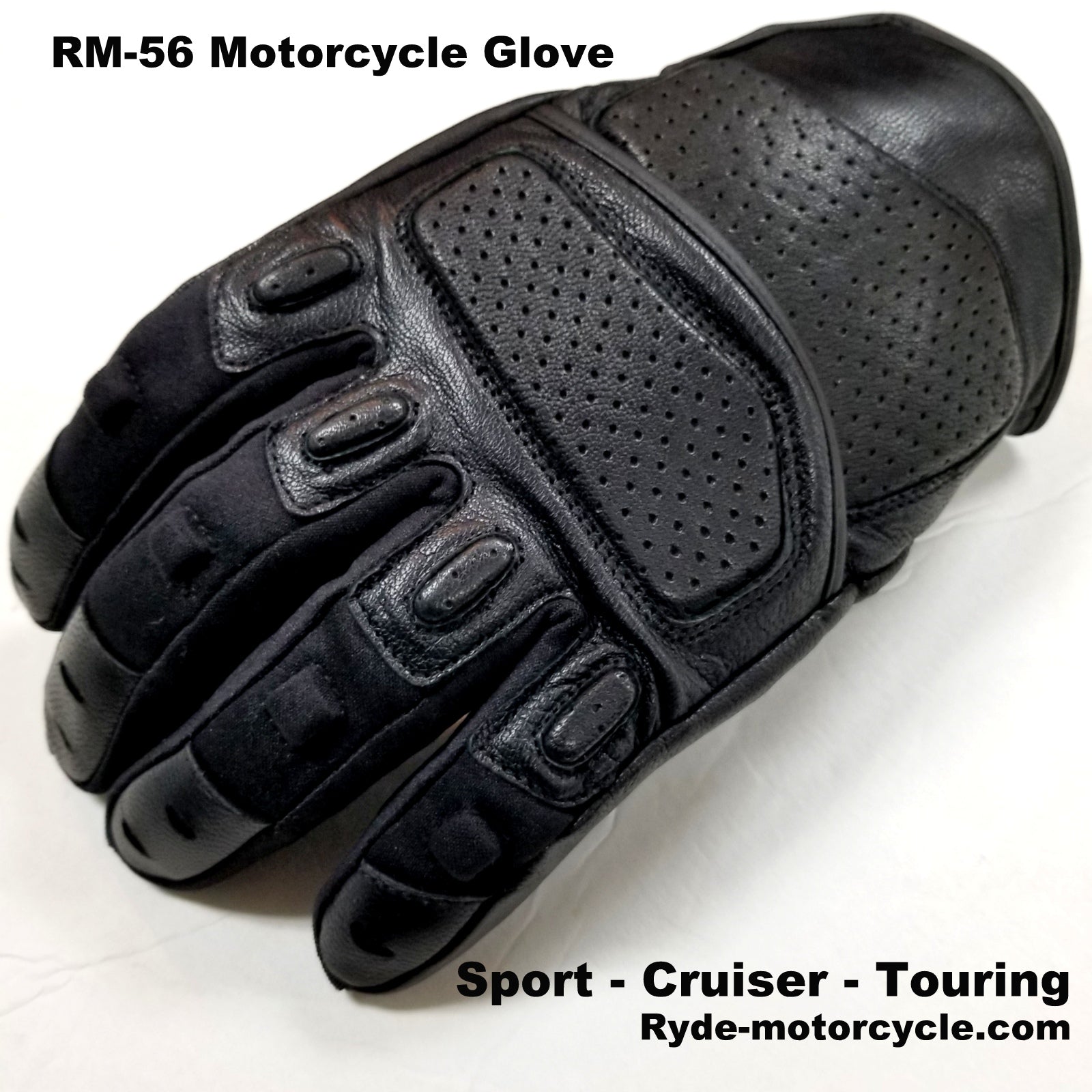 RM-56 Motorcycle Flex Finger Glove  Touch Screen EVA Padding - Sport Cruiser Touring
