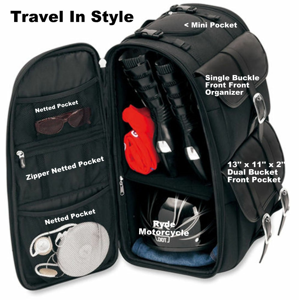 Touring Sissy Bar Luggage Rack Bag DS391 – Ryde-Motorcycle