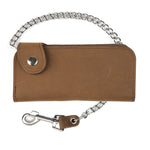 7" Side Snap Chain Leather Wallet  Brown