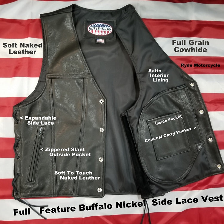 Made in U.S.A. Buffalo Nickel Vest with Side Lace