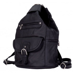 Genuine Black Leather Shoulder Backpack Women's Bag Purse