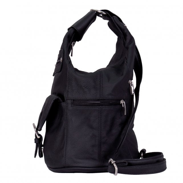 Genuine Black Leather Shoulder Backpack Women's Bag Purse