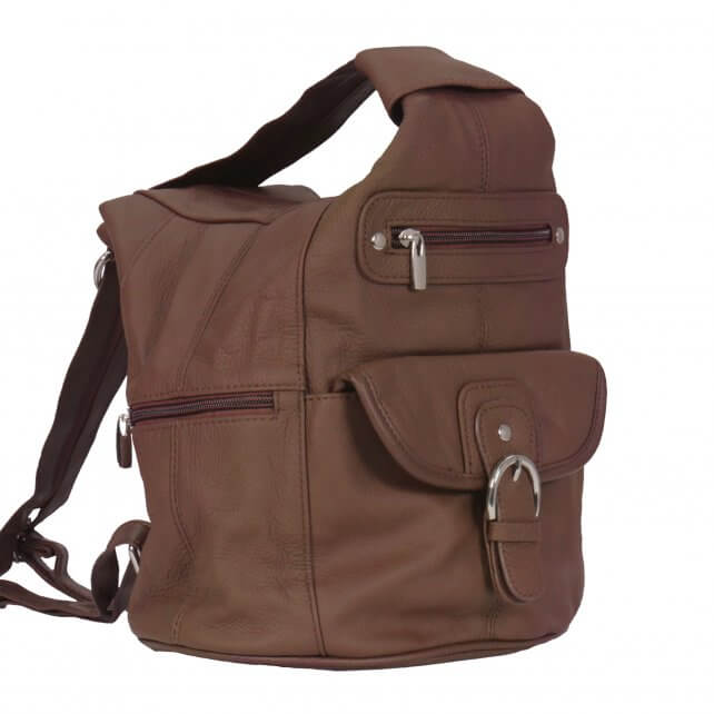 Genuine Brown Leather Shoulder Backpack Women's Bag Purse