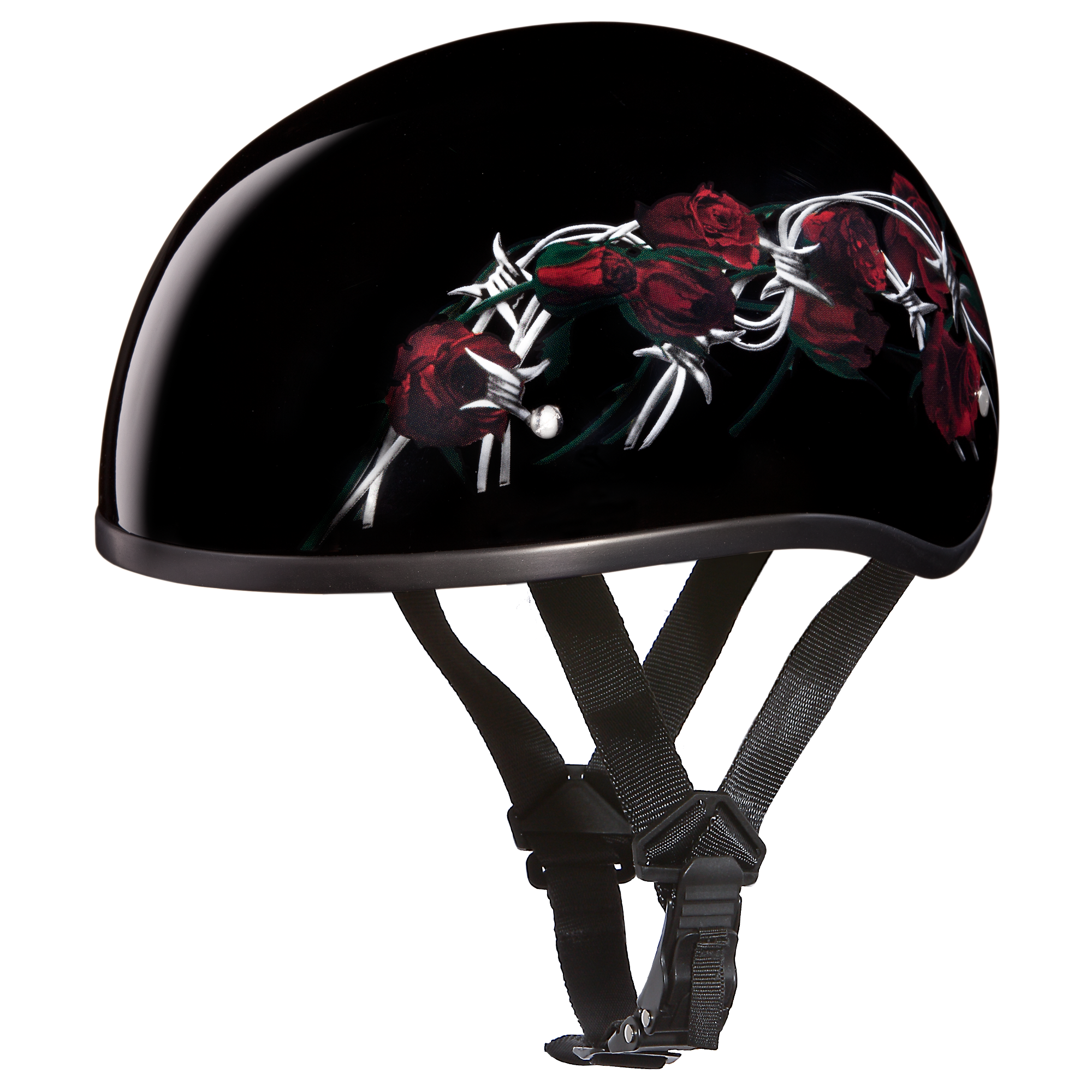 D.O.T. Daytona Half Helmet - Women's - Barbed Roses - D6-BRO