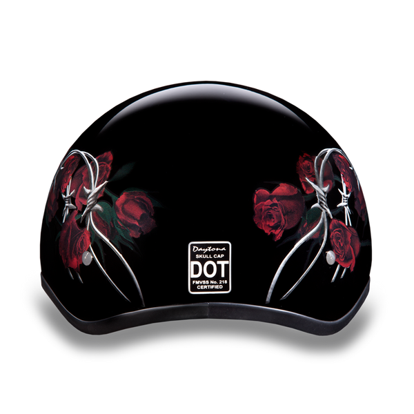Daytona Women's DOT Half Helmet - Closeout - Barbed Roses