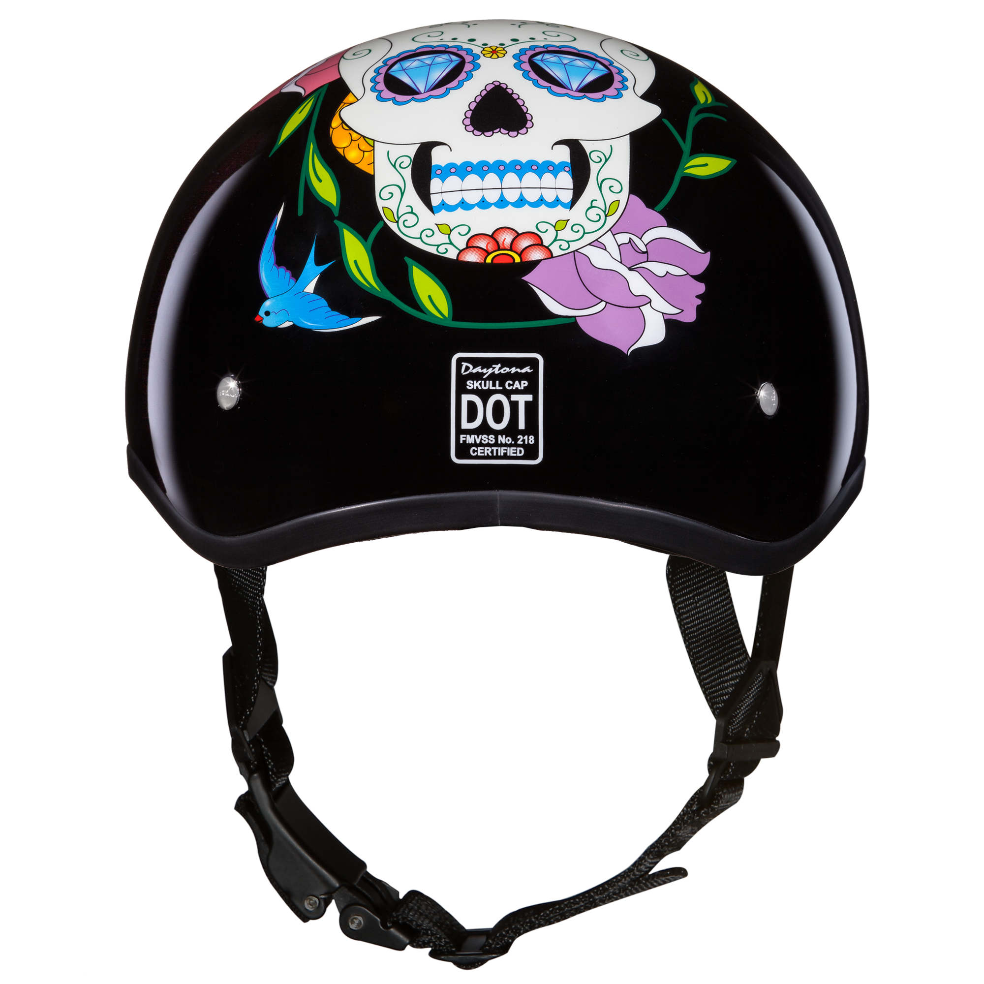 closeout womens motorcycle helmets Daytona DOT Closeout Women's D6-DS Half Helmet Diamond Skull – Ryde- Motorcycle