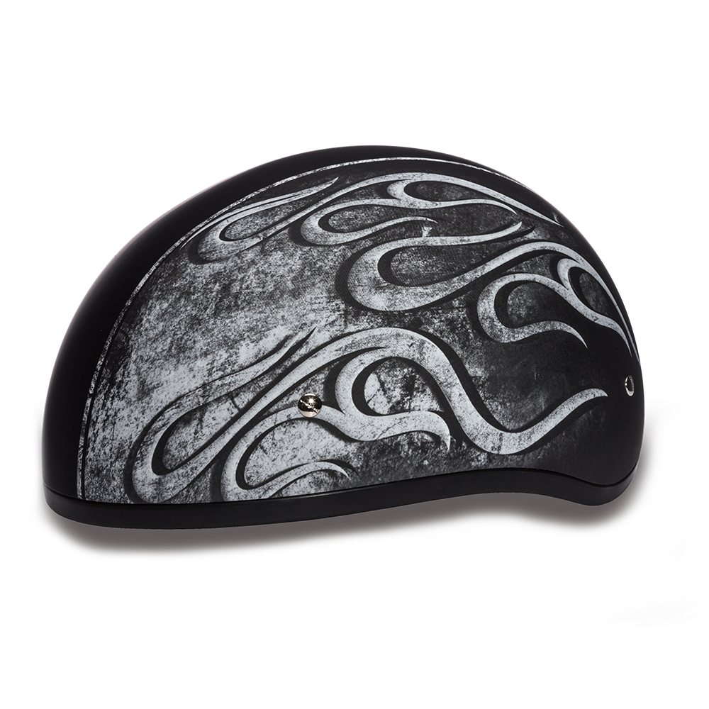 D.O.T. Daytona Half Helmet - Unisex - Flames Gray - D6-FG