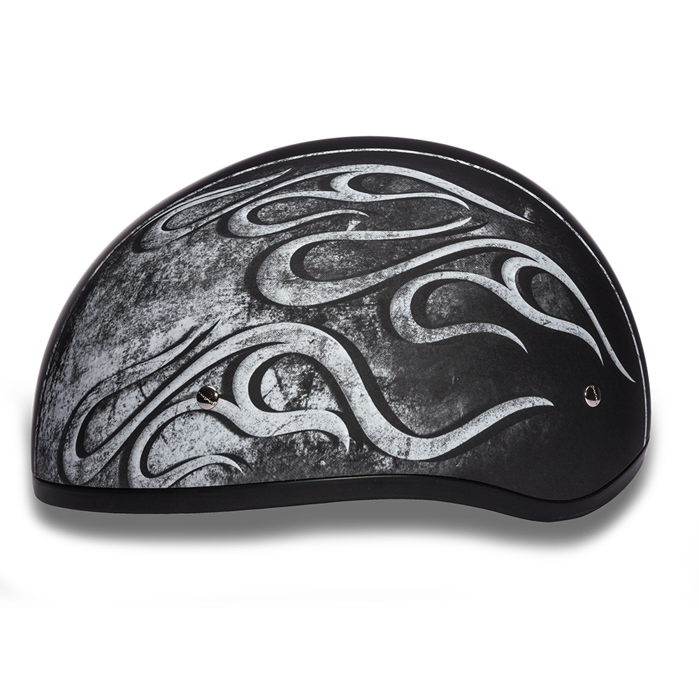 D.O.T. Daytona Half Helmet - Unisex - Flames Gray - D6-FG