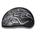 D.O.T. Daytona Half Helmet - Unisex - Flames Gray - D6-FG