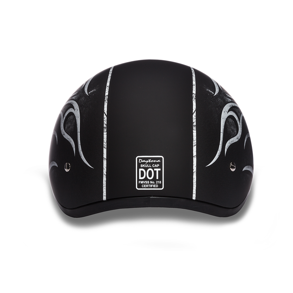 D.O.T. Daytona Half Helmet - Unisex - Flames Gray - D6-FG
