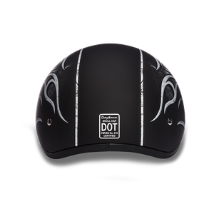 D.O.T. Daytona Half Helmet - Unisex - Flames Gray - D6-FG