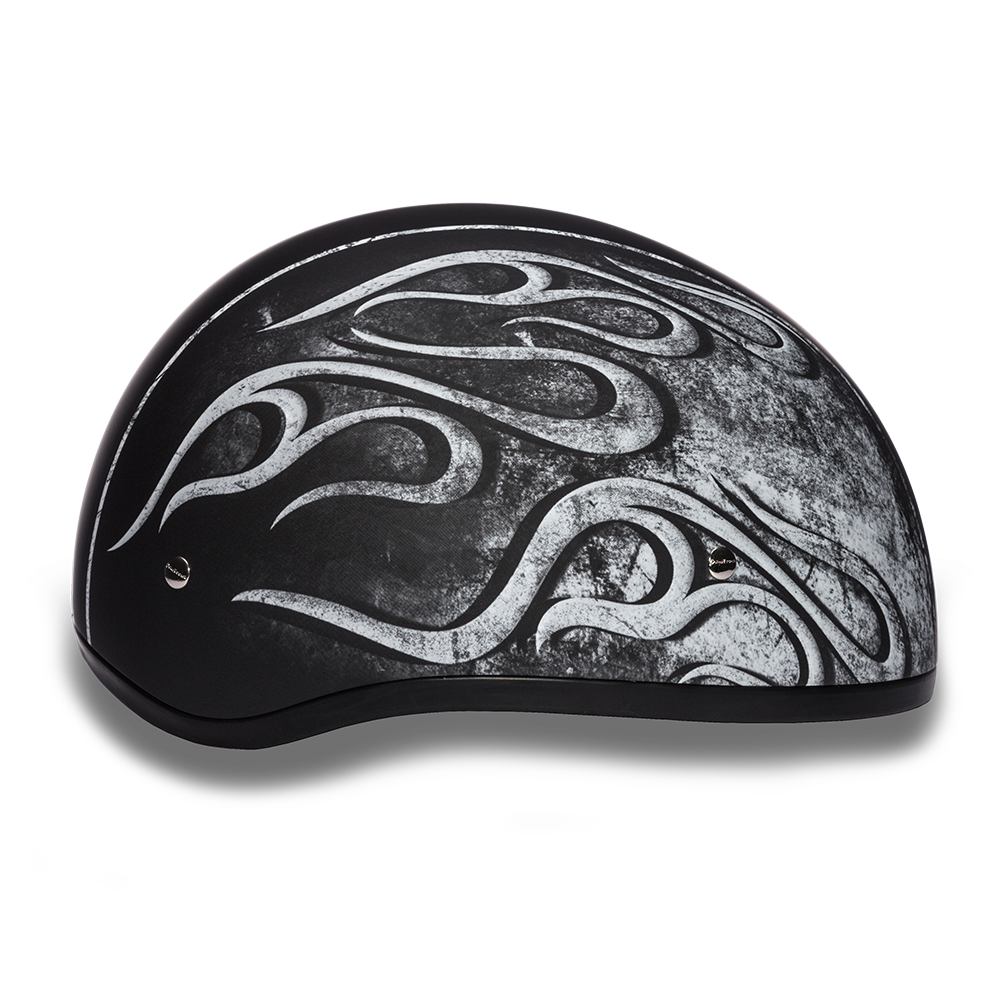 D.O.T. Daytona Half Helmet - Unisex - Flames Gray - D6-FG