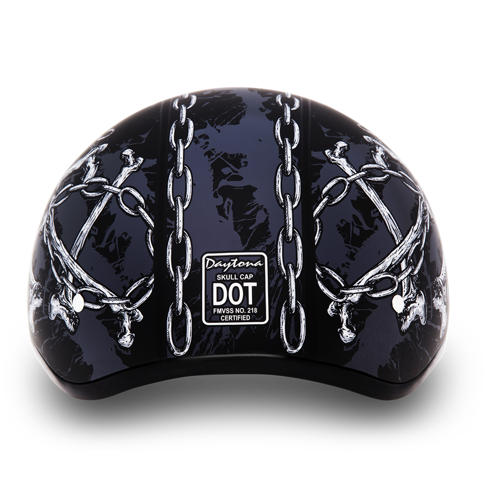 D.O.T. Daytona Half Helmet - Unisex - Skull Chains - D6-SC