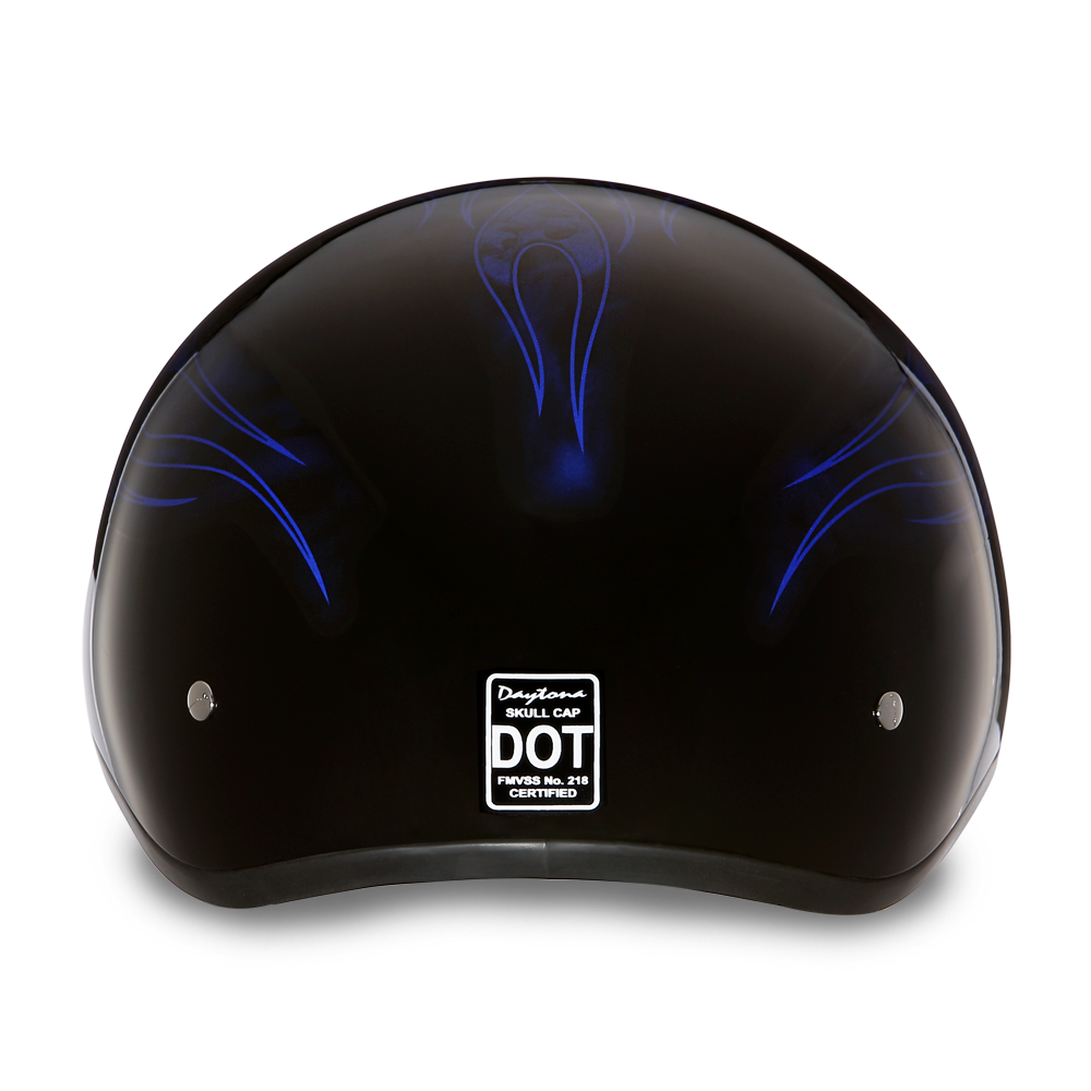 D.O.T. Daytona Half Helmet - Unisex - Skull Flames Blue - D6-SFB