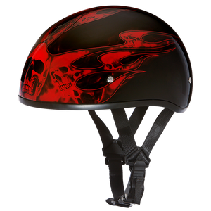 D.O.T. Daytona Half Helmet - Unisex - Skull Flames Red - D6-SFR