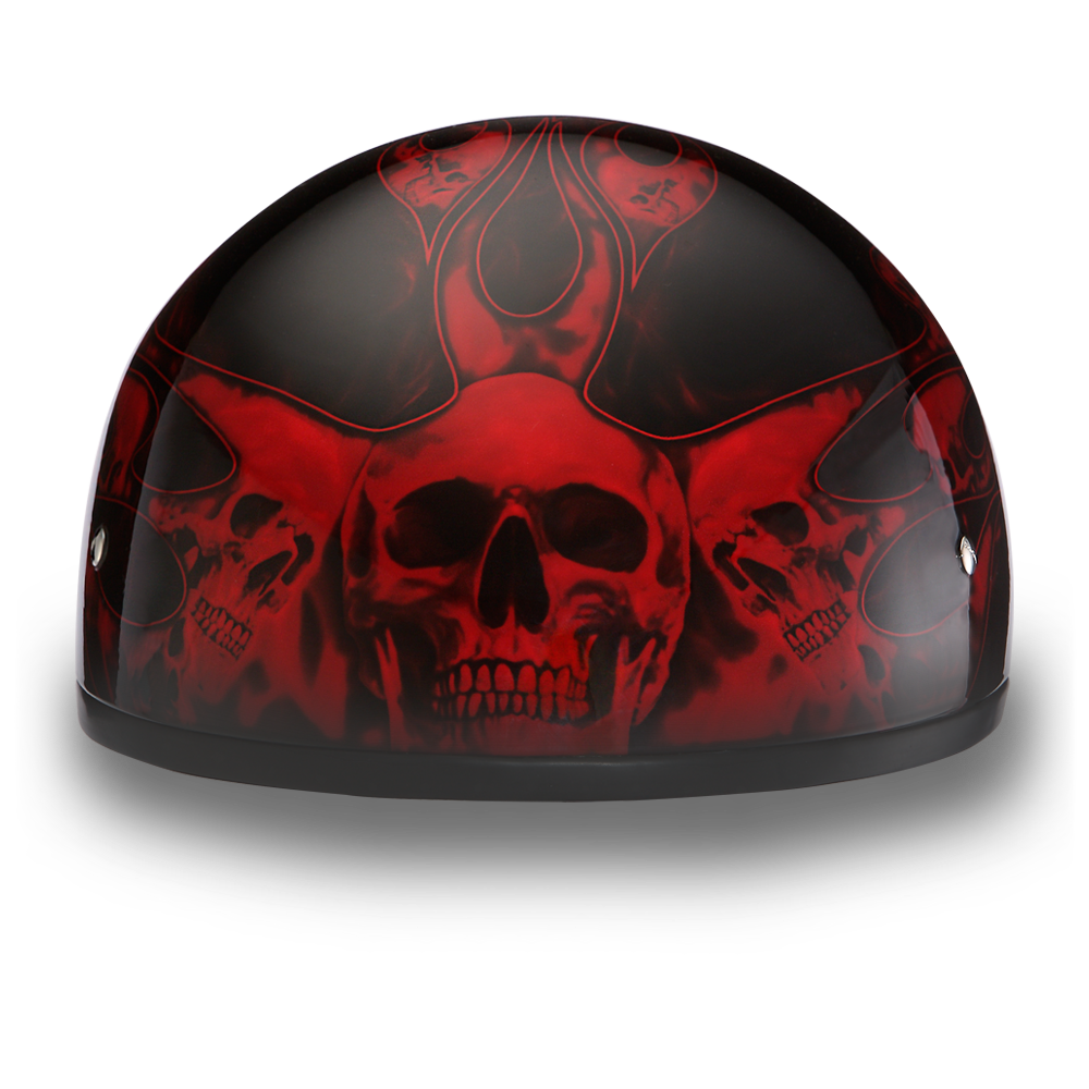 D.O.T. Daytona Half Helmet - Unisex - Skull Flames Red - D6-SFR