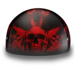 D.O.T. Daytona Half Helmet - Unisex - Skull Flames Red - D6-SFR