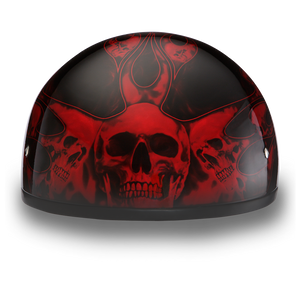 D.O.T. Daytona Half Helmet - Unisex - Skull Flames Red - D6-SFR