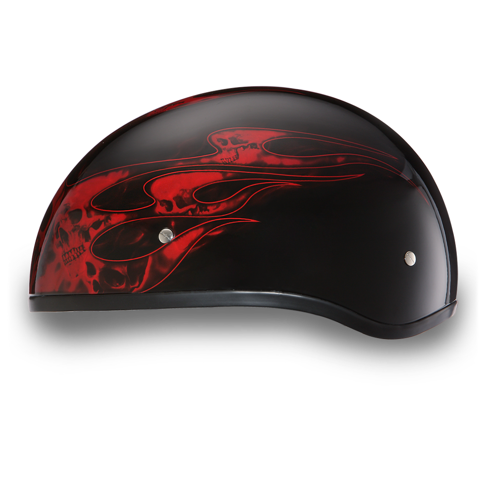 D.O.T. Daytona Half Helmet - Unisex - Skull Flames Red - D6-SFR