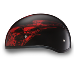 D.O.T. Daytona Half Helmet - Unisex - Skull Flames Red - D6-SFR