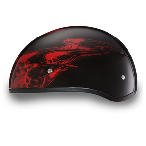 D.O.T. Daytona Half Helmet - Unisex - Skull Flames Red - D6-SFR