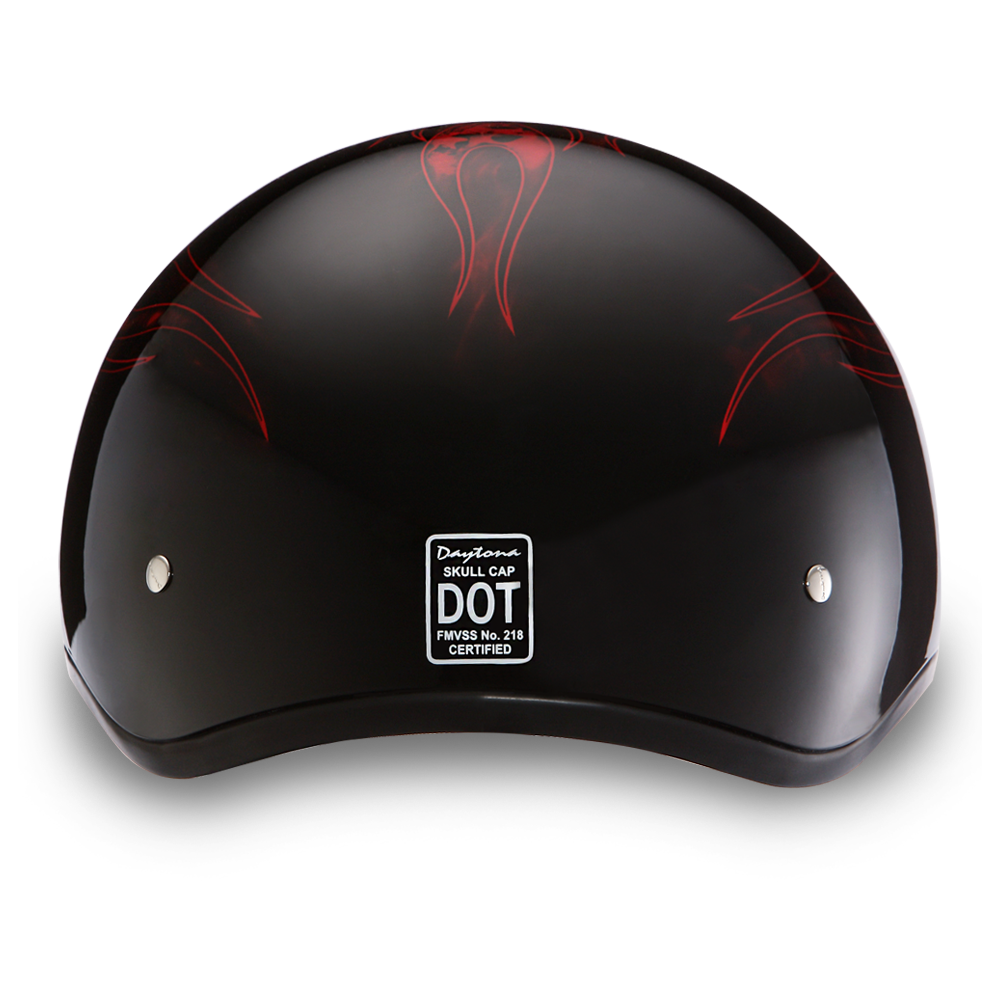 D.O.T. Daytona Half Helmet - Unisex - Skull Flames Red - D6-SFR