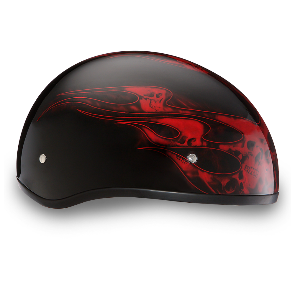 D.O.T. Daytona Half Helmet - Unisex - Skull Flames Red - D6-SFR