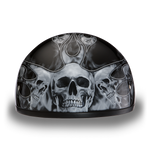 D.O.T. Daytona Half Helmet - Unisex - Skull Flames Silver - D6-SFS