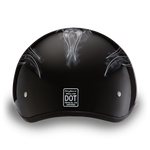 D.O.T. Daytona Half Helmet - Unisex - Skull Flames Silver - D6-SFS