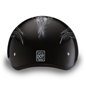 D.O.T. Daytona Half Helmet - Unisex - Skull Flames Silver - D6-SFS