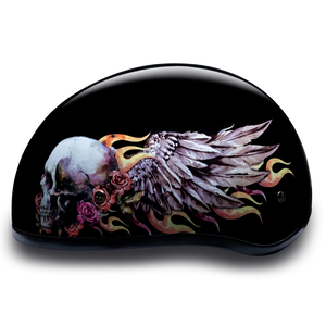 D.O.T. Daytona Half Helmet - Women's - Skull Wings - D6-SKW