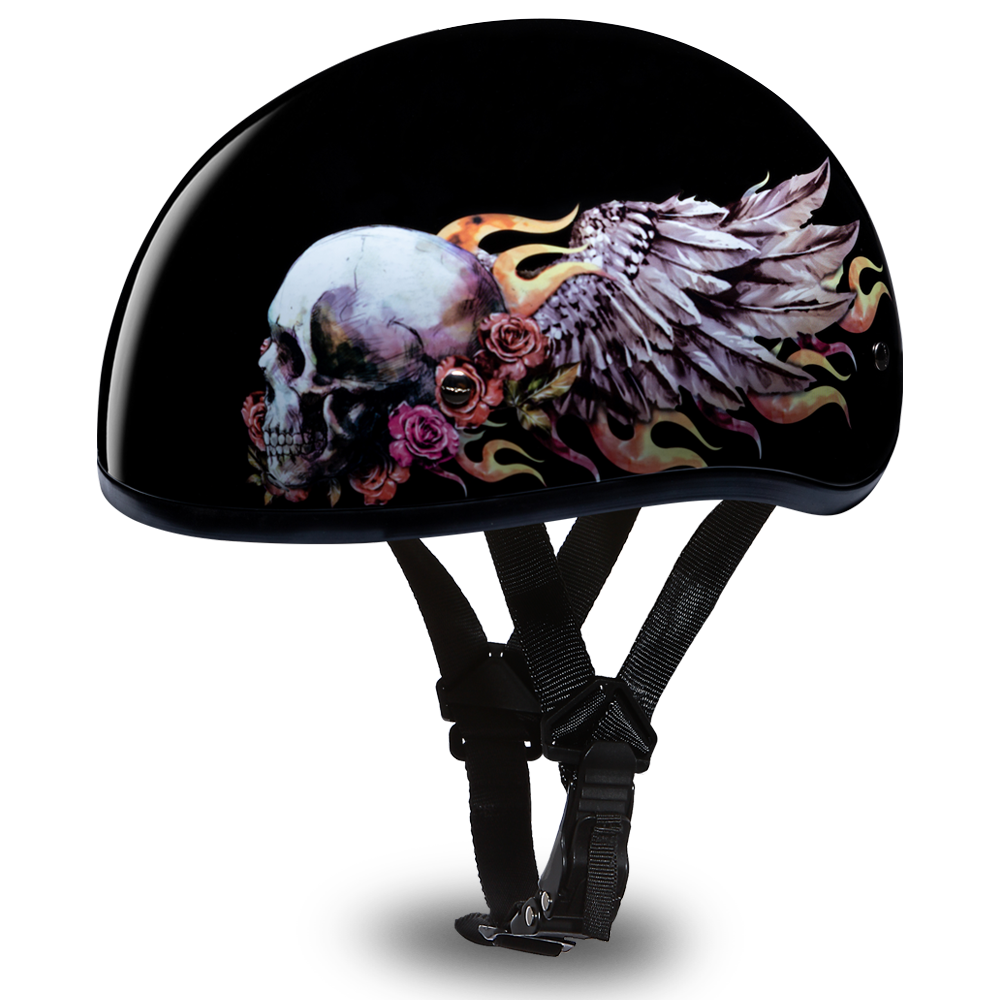 D.O.T. Daytona Half Helmet - Women's - Skull Wings - D6-SKW