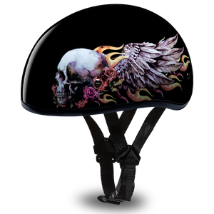 D.O.T. Daytona Half Helmet - Women's - Skull Wings - D6-SKW