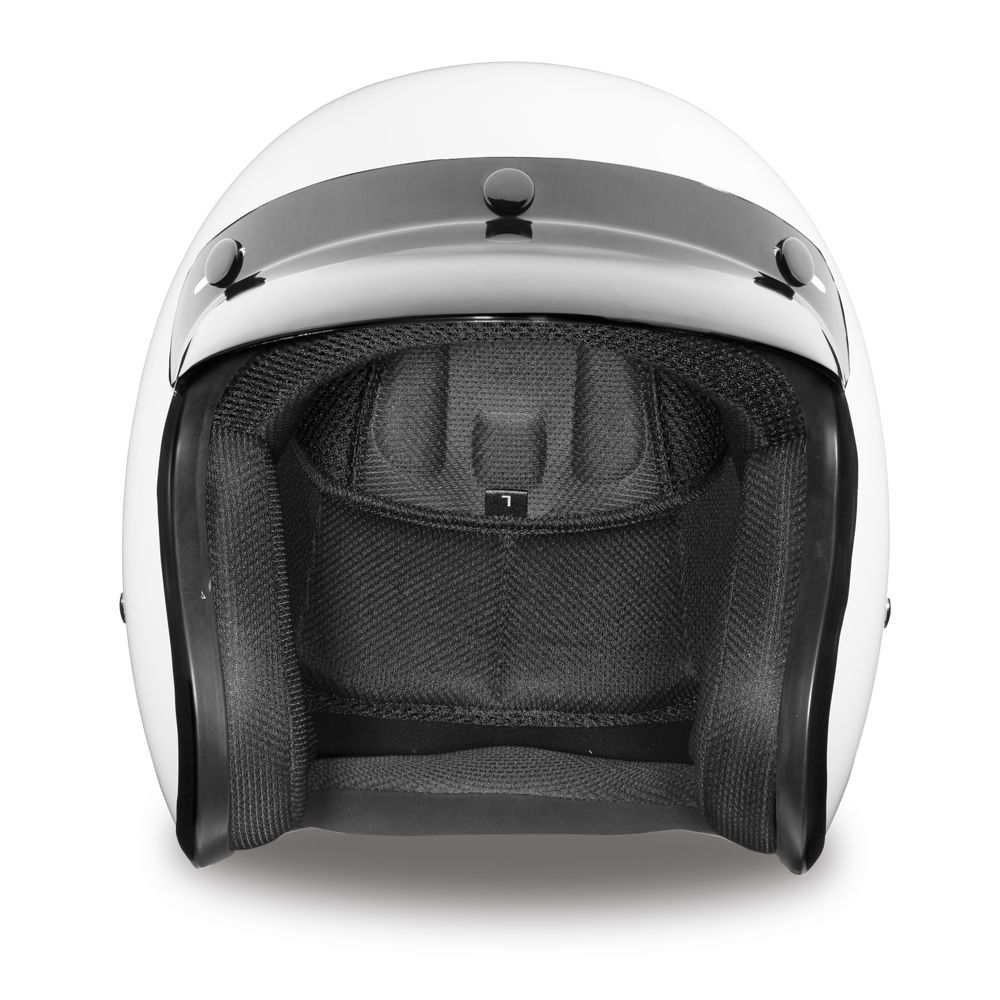 D.O.T. Daytona 3/4 Open Face Helmet - Unisex - Hi-Gloss White - DC1-C