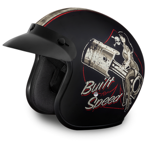 D.O.T. Daytona 3/4 Open Face Helmet - Unisex - Built for Speed - DC6-BFS
