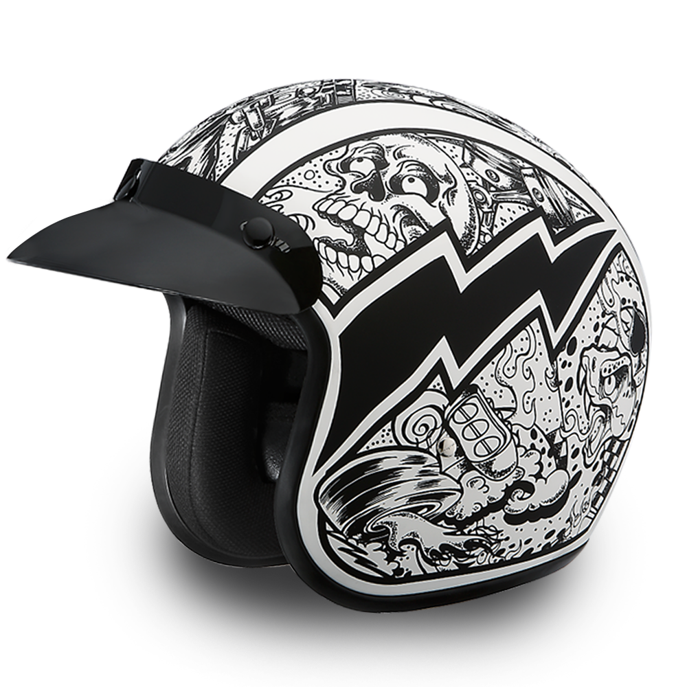 dank motorcycle helmet D.O.T. Daytona 3/4 Open Face Helmet - Unisex - Graffiti