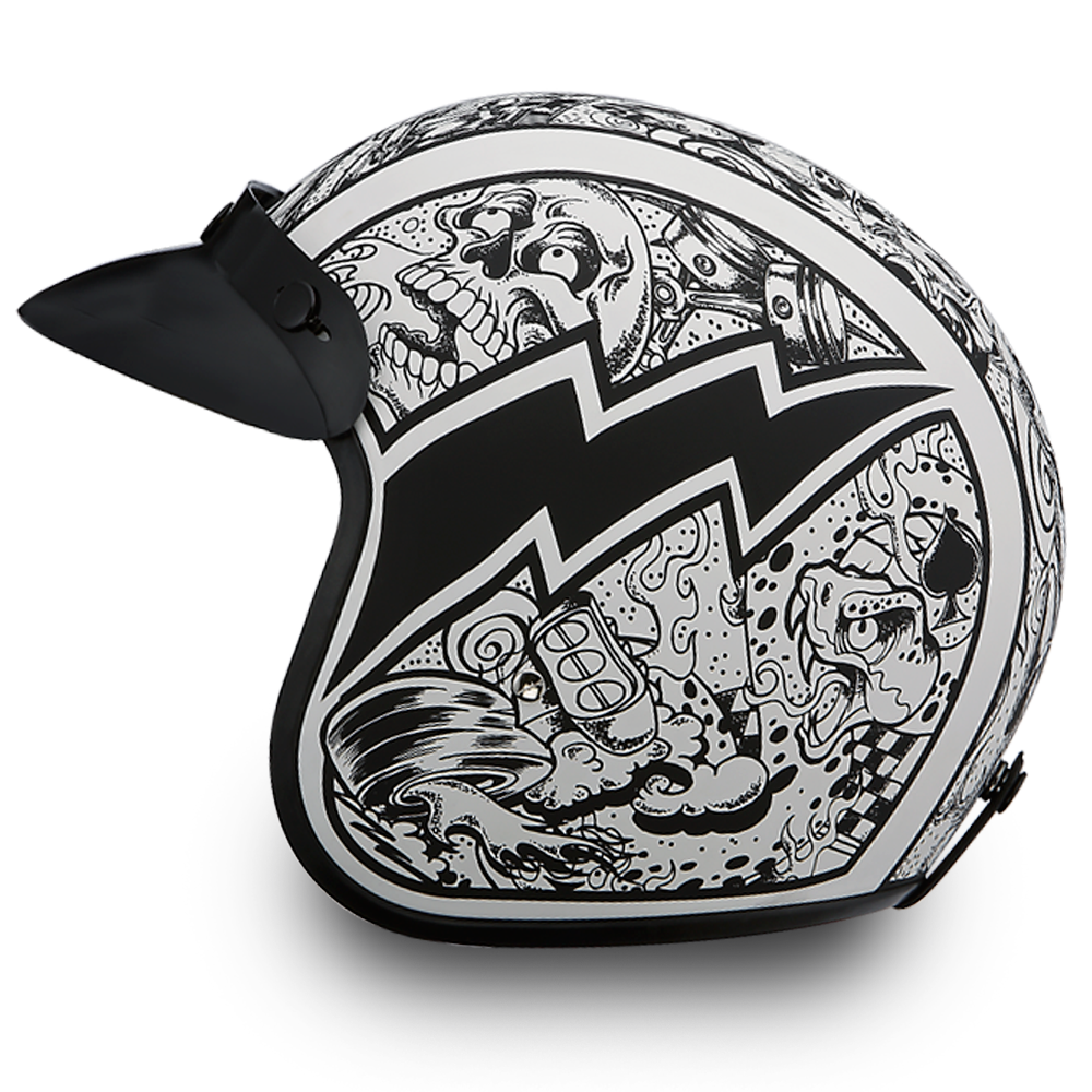 D.O.T. Daytona 3/4 Open Face Helmet - Unisex - Graffiti