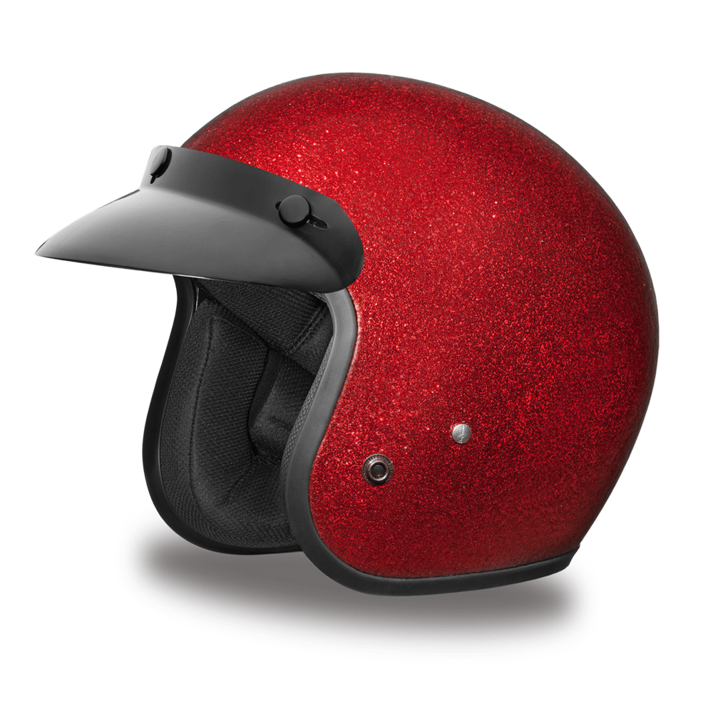 D.O.T. Daytona 3/4 Open Face Helmet - Unisex - Red Metal Flake - DC7-RD