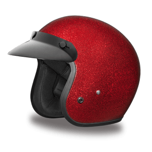 D.O.T. Daytona 3/4 Open Face Helmet - Unisex - Red Metal Flake - DC7-RD