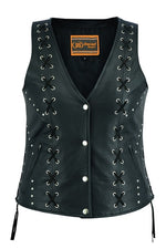 Women's DS234 Lace with Studs Motorcycle Vest
