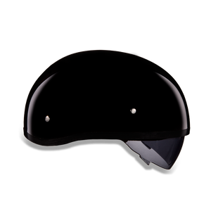 D.O.T. Daytona Half Helmet - Unisex - Gloss Black with Pull-Down Inner Mini Shield - DS8-A