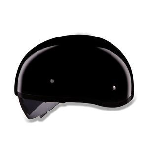 D.O.T. Daytona Half Helmet - Unisex - Gloss Black with Pull-Down Inner Mini Shield - DS8-A